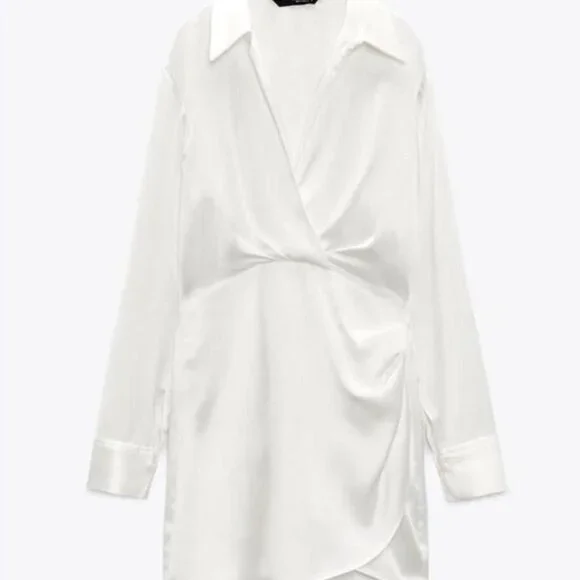 Zara Long Sleeve Satin Mini Dress - Picture 4 of 5